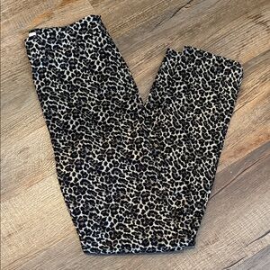 Sezane Leopard Print Skinny Pants - Black and Cream